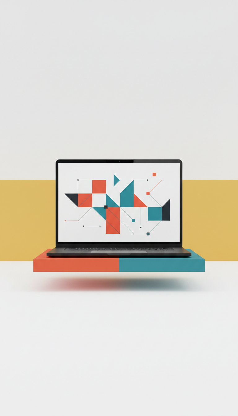 Professional consulting category UI mockup on laptop