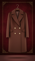 Umber Cashmere Coat with Gold Buttons