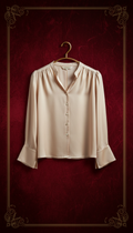 Champagne Linen Silk Blouse Displayed